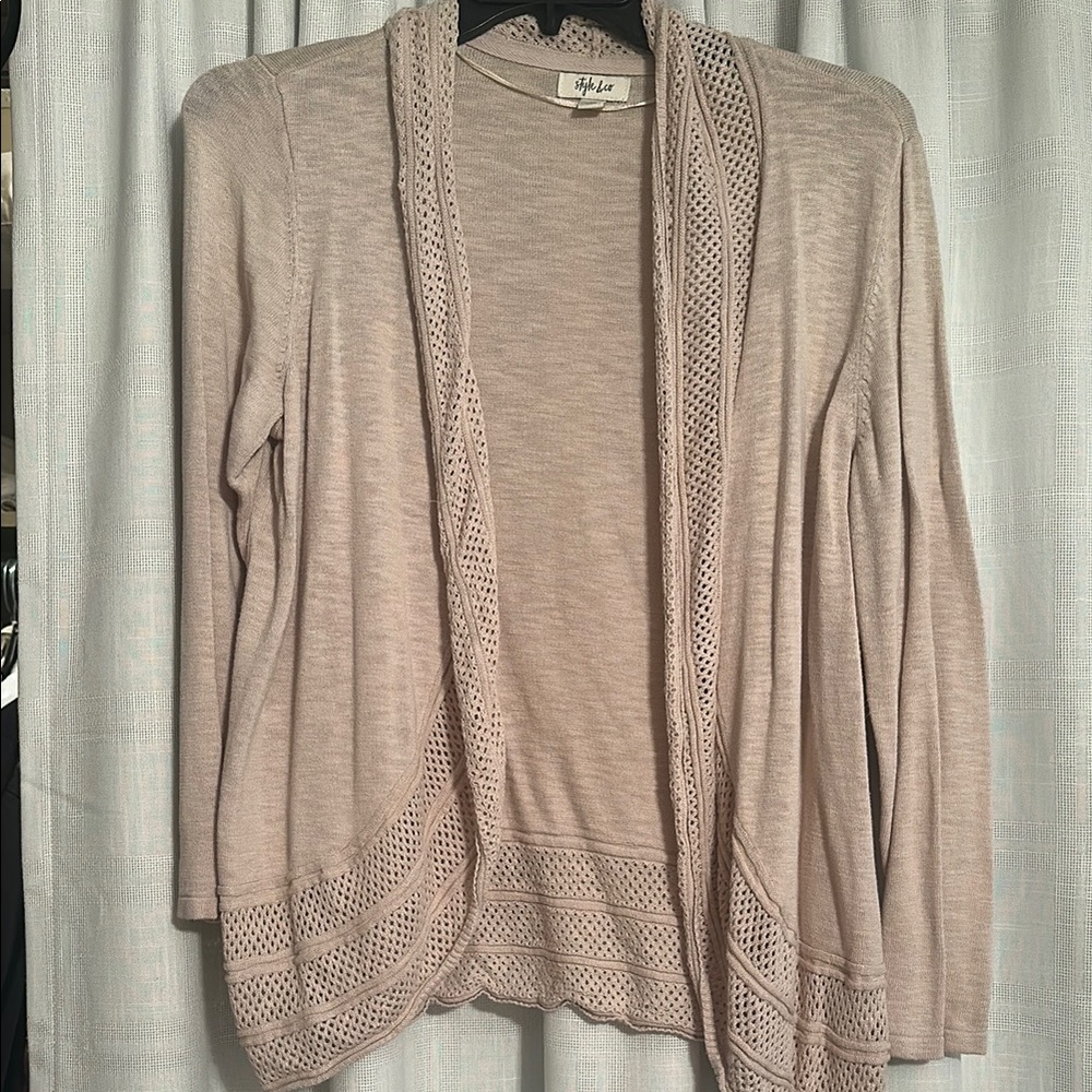 Style & Co Tan Open-Front Cardigan Sweater